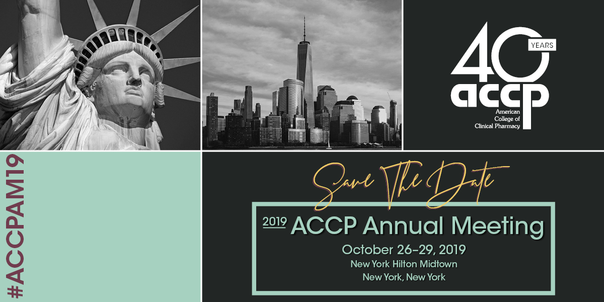 Save the Date
2019 ACCP Annual Meeting
October 26-29, 2019
New York Hilton Midtown
New York, New York