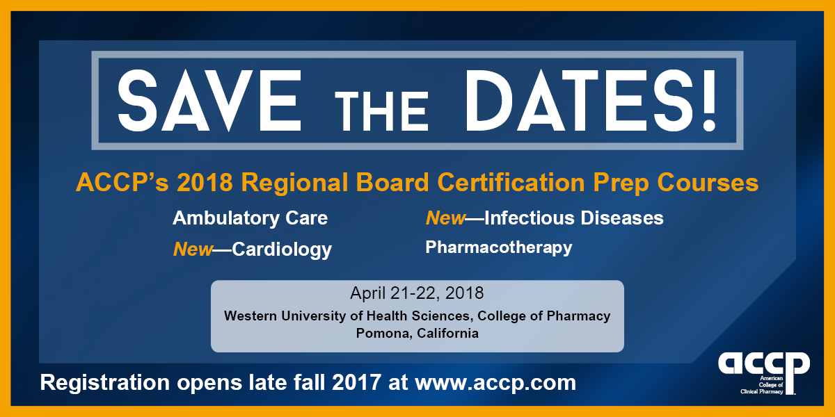 ACCP to Offer Regional Board Certification Preparatory Courses in 2018
