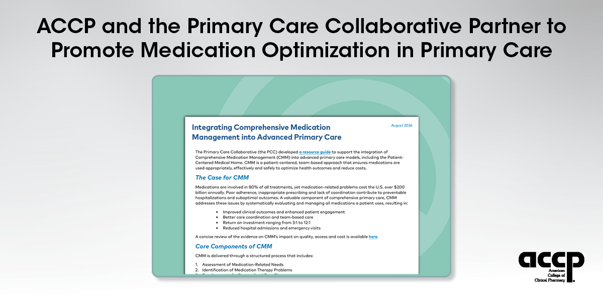 ACCP and PCC Partner to Promote Medication Optimization in Primary Care