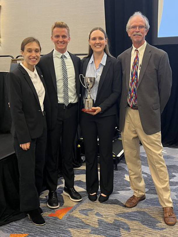 University of Toledo College of Pharmacy and Pharmaceutical Sciences, Champion Team (left to right): Christina Beran, Ethan Shell, Alana Knapke, and Dr. John Murphy