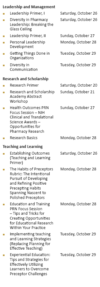 ACCP Academy Schedule