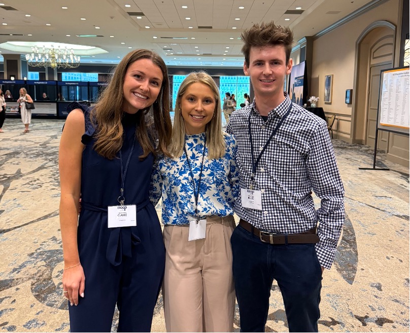 Meet the Winners of the 2023 Clinical Pharmacy Challenge (Left to Right: Claire Vogl, Hannah Kempker, and Rylee Pitts)